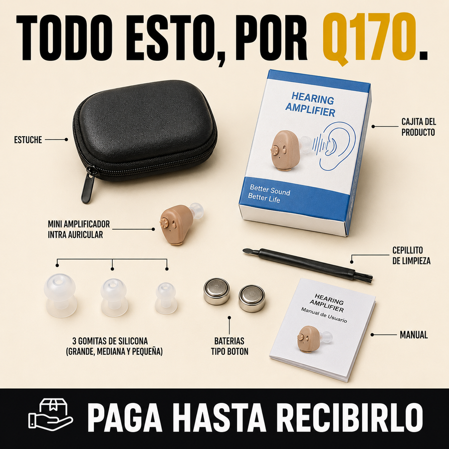 Contenido de la caja: aparato, estuche, tres gomitas, dos baterías, cepillo y manual