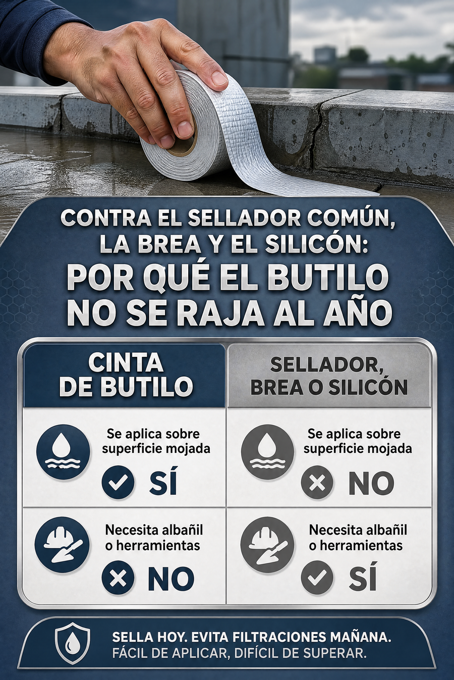 Comparativa contra sellador, brea o silicón